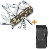 Комплект Нож Victorinox Huntsman Millitary 1.3713.94 + Чехол с фонариком Police